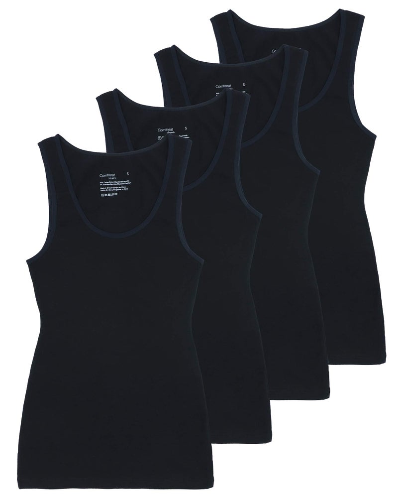 Comfneat Women's Basic Tanks Comfy Top (Black 4-Pack, XL) - Image 1